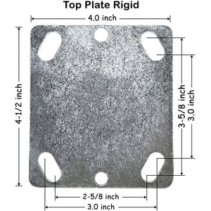 8-Inch Heavy Duty Plate Caster with Steel Cast Iron Wheel, 2-Inch Extra Width Top Plate Caster, 1300lbs Total Capacity, Silver Swivel with Brake