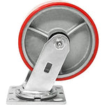 6" Heavy Duty Plate Casters - Pack of 4 with Swivel and Brake, 4800lbs Capacity, Polyurethane Mold on Steel Wheel