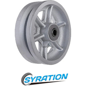 6" Cast Iron V Groove Caster Wheel with Straight Roller Bearing - 1000 lbs Capacity (Silver, 1 Pack)