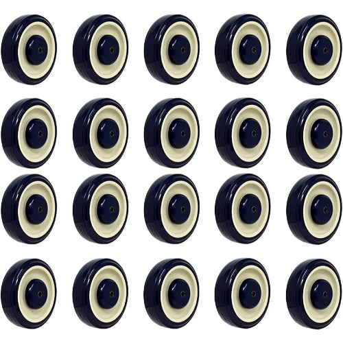 20-Pack of 5"x1-1/4" Polyurethane Shopping Cart Wheels with 3/8" Bore - 350 lbs Load Capacity (Navy/Beige)