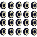 20-Pack of 5"x1-1/4" Polyurethane Shopping Cart Wheels with 3/8" Bore - 350 lbs Load Capacity (Navy/Beige)