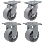 Heavy Duty Caster Steel Cast Iron Wheel, Tool Box and Workbench Caster-Set of 4 3000 LB Capacity (4 inch, 2 Swivel & 2Rigid)