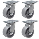 Heavy Duty Caster Steel Cast Iron Wheel, Tool Box and Workbench Caster-Set of 4, 3000 LB Capacity (4 inch, 4 Swivel)