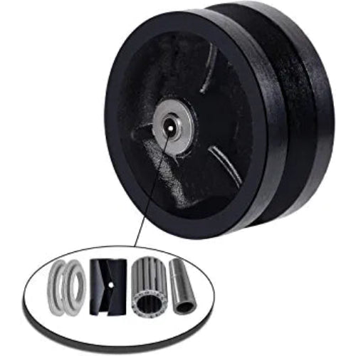 4-inch x 2-inch Cast Iron V-Groove Caster Wheel - Straight Roller Bearing - 600 lbs Capacity - 1 Black Wheel