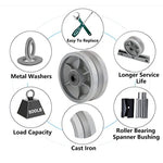 4"x2" Cast Iron V Groove Caster Wheel with Straight Roller Bearing Capacity 3200 lbs (4 Silver Wheels)