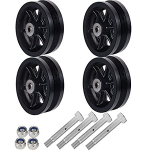 6"x2" Cast Iron V Groove Caster Wheel with Straight Roller Bearing Capacity 4000 lbs (4 Black Wheels)