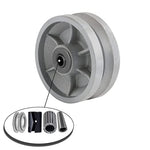 Heavy-Duty 4"x2" Cast Iron V Groove Caster Wheel with 800 lbs Capacity and Straight Roller Bearing (1 Silver Wheel)