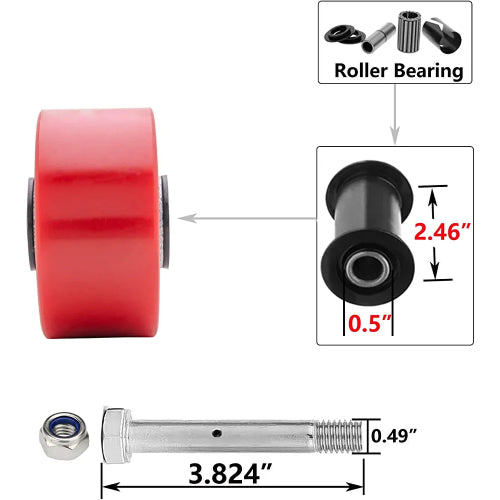 Heavy-Duty Polyurethane Steel Swivel Casters - 3200lb Load Capacity, Silent Swivel for Outdoor Use, Furniture & Luggage Carts [4"x2"], Red