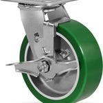 2" Wide Polyurethane on Aluminum Casters (Green)