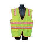 SURVEYOR VEST GREEN, 1"WHITE ON 2" ORANGE,F/SOLID,B/SOLID S-4XL