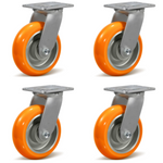 2" Wide Polyurethane On Aluminum Casters (Orange)
