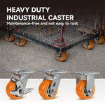 2" Wide Polyurethane On Aluminum Ribbed Caster(Orange)