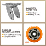 2" Wide Polyurethane On Aluminum Ribbed Caster(Orange)