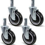 5" Caster Wheels Heavy Duty, Square Stem Swivel Casters Set of 4, 7/8'' x 2-1/2" (Screw Diameter 5/16", Stem Length 2-1/2") with 1/4'' Mounting Holes