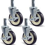 5" Caster Wheels Heavy Duty, Square Stem Swivel Casters Set of 4, 7/8'' x 2-1/2" (Screw Diameter 5/16", Stem Length 2-1/2") with 1/4'' Mounting Holes
