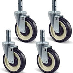 5" Caster Wheels Heavy Duty, Square Stem Swivel Casters Set of 4, 7/8'' x 2-1/2" (Screw Diameter 5/16", Stem Length 2-1/2") with 1/4'' Mounting Holes