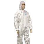 SMS Coverall with Attached Hood and Boots, Elastic Wrists, White, 50G - Sizes S to 4XL, Case of 25