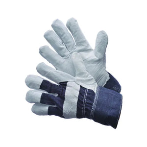 Men's Shoulder Split Patch Palm Gloves, Denim Back & Cuff, Gunn Pattern, 2 1/2" Cuff - Size Large