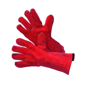 Welder Gloves, Red Shoulder Split Leather, Fully Welted & Lined, Kevlar Sewn, Double Leather, Gunn Pattern, Size Large