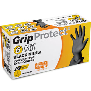 GripProtect® 6 Mil BLACK Nitrile Powder-Free Exam Gloves