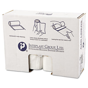 Inteplast Group High-Density Interleaved Commercial Can Liners, 60 gal, 17 microns, 38" x 60", Clear, 25 Bags/Roll, 8 Rolls/Carton