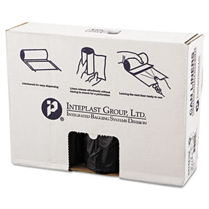 Inteplast Group High-Density Interleaved Commercial Can Liners, 60 gal, 16 microns, 43" x 48", Black, 25 Bags/Roll, 8 Rolls/Carton