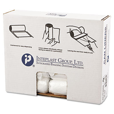 Inteplast Group High-Density Commercial Can Liners, 10 gal, 8 microns, 24" x 24", Natural, 50 Bags/Roll, 20 Rolls/Carton