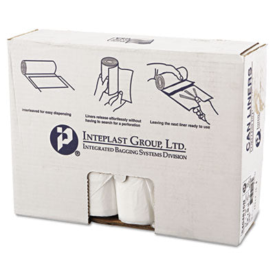 Inteplast Group High-Density Interleaved Commercial Can Liners, 45 gal, 16 microns, 40" x 48", Clear, 25 Bags/Roll, 10 Rolls/Carton