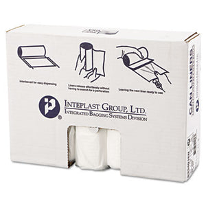 Inteplast Group High-Density Interleaved Commercial Can Liners, 33 gal, 16 microns, 33" x 40", Clear, 25 Bags/Roll, 10 Rolls/Carton