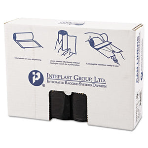 Inteplast Group High-Density Interleaved Commercial Can Liners, 33 gal, 16 microns, 33" x 40", Black, 25 Bags/Roll, 10 Rolls/Carton