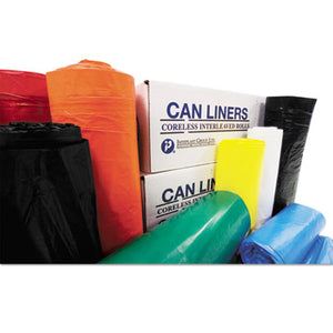 Inteplast Group High-Density Interleaved Commercial Can Liners, 30 gal, 0.39 mil, 30" x 37", Black, 500/Carton