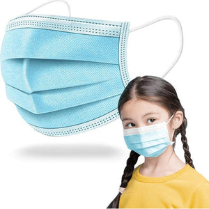 Kids Blue 3Ply Disposable Face Masks - (Case of 2,000)