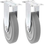 4 Inch 2-Pack Plate Caster Set - 720 lbs Total Capacity - Rubber Gray Rigid Wheel - Top Plate Design