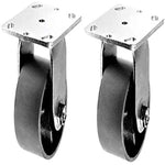4" 2 Pack Plate Caster, Heavy Duty Steel Cast Iron Wheel w/Top Plate Caster Extra Width 2 inches 1400 lbs Total Capacity (4 inches Pack of 2, Silver Rigid)