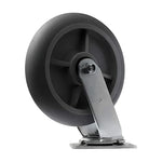 8" 2 Pack Plate Caster, Crowned Thermoplastic Heavy Duty Rubber Gray Swivel Caster, Top Plate Casters, 1200 lbs Total Capacity (8 inches Pack of 2, Swivel Wheel)