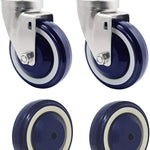 4" Polyurethane Caster Wheel Kit (4pk, 4000 lbs Capacity, Stepped & Full Tread Face) - Dark Blue/Beige