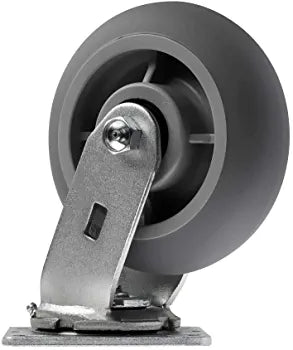 6-Inch Heavy Duty Rubber Swivel Casters - Pack of 4, 2 with Brakes, 1800lbs Capacity, Top Plate Mounting