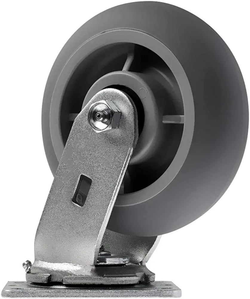 Heavy Duty 6" Plate Casters - Pack of 4, 2 Swivel & 2 Rigid, 1800 lbs Total Capacity, Thermoplastic Rubber Wheels, Top Plate Casters for Maximum Mobility