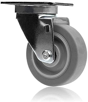 12-Pack 3.5" Crowned Thermoplastic Heavy Duty Rubber Swivel Casters - 3600 lbs Total Capacity - Gray