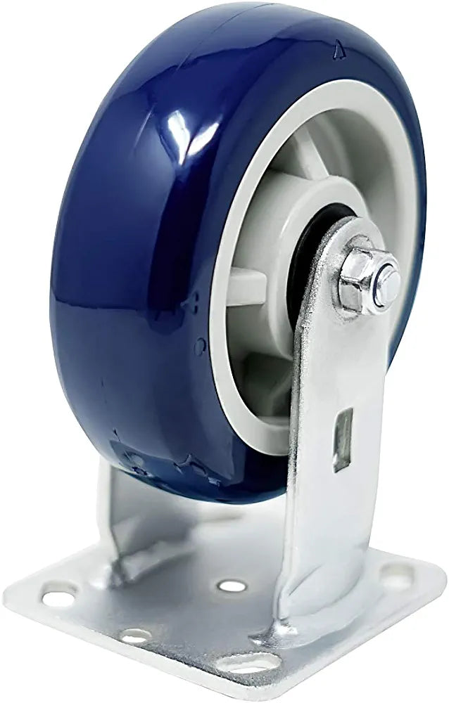 6" High-Performance Polyurethane Caster Wheels (2 Pack) - 2000 lbs Total Capacity with Precision Bearings and Extra Wide 2" Width - Blue Rigid