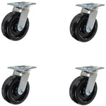 3600 lbs Capacity 4" Plate Caster with Phenolic Wheel, Top Plate Mount, 2" Extra Width, Swivel with Brake - Pack of 4