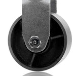 Heavy Duty 4" Plate Casters - Pack of 4 - 2800 lbs Total Capacity - Silver, 2 Swivel with Brakes + 2 Rigid - Steel Cast Iron Wheel with Top Plate Caster
