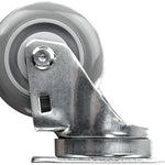 Set of 4 Swivel Casters with 3" Gray Polyurethane Wheels - Total Capacity of 1200 lbs - Top Plate Mounting
