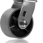 2-Pack 4" Heavy Duty Plate Casters with Steel Cast Iron Wheel, 1400 lbs Total Capacity, Swivel Top Plate Caster, 2" Extra Width, Silver