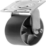 6-Inch Heavy Duty Plate Caster with Steel Cast Iron Wheel, Top Plate Mounting and 1200 lbs Total Capacity, Silver Swivel for Smooth Mobility