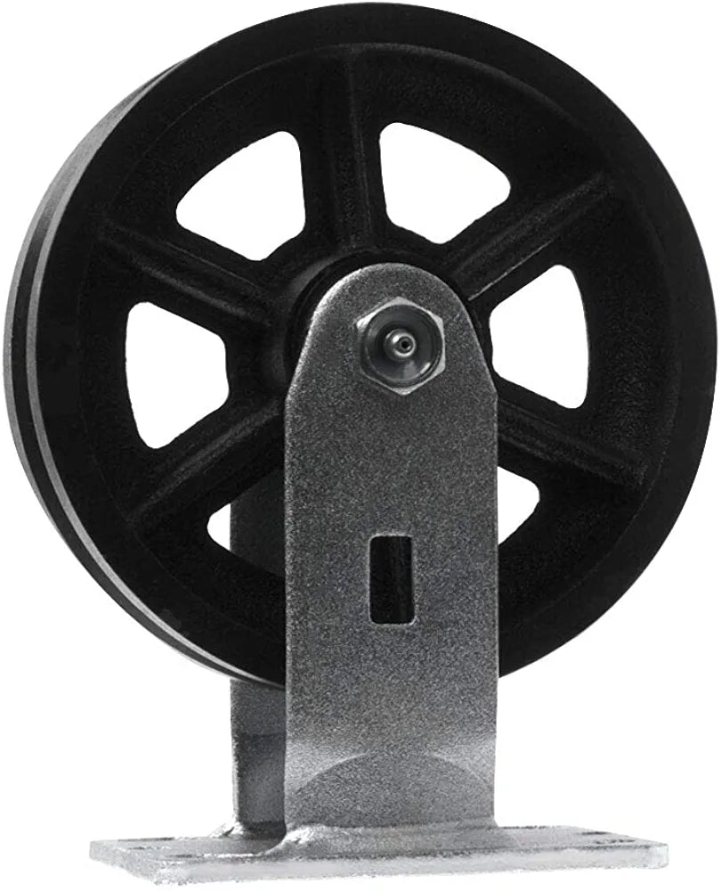 6" 4-Pack Heavy Duty Cast Iron V-Groove Wheel Top Plate Caster - 4000 lbs Total Capacity - 2 Swivel w/Brakes & 2 Rigid (6 inches Pack of 4)