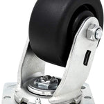 4" 4 Pack Medium Heavy Duty Plate Casters with Polyolefin Wheels - Swivel Top Plate Caster, 2600 lbs Total Capacity (Pack of 4)