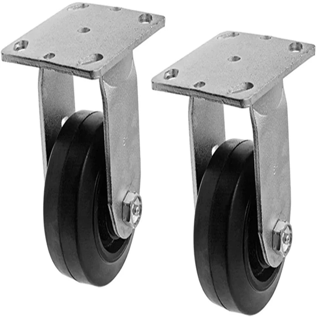 Medium Heavy Duty 4" Rigid Rubber Caster with Top Plate - 2 Pack, 900 lbs Capacity