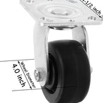  4" 4 Pack Plate Caster, Medium Heavy Duty w/Polyolefin Wheel, Top Plate Caster Extra Width 2 inches, 2600 lbs Total Capacity (4 inches Pack of 4, 2 Swivel w/Out Brakes & 2 Rigid)