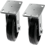 Medium Heavy Duty Rigid Rubber Mold on Steel Wheel Caster - 5" Top Plate Caster with Extra 2" Width - 1100 lbs Total Capacity - Pack of 2